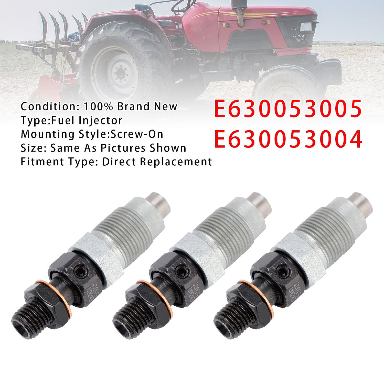 3PCS E6300-53005 Fuel Injector For Kioti Tractors Daedong DK45 CK22 E6300-53004