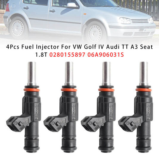 VW Golf IV Audi TT A3 Seat 1.8T 0280155897 06A906031S 4PCS Fuel Injector