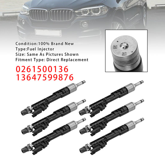 BMW F10 M5 F06 F07 F12 F13 F15 X5 0261500136 13647599876 6PCS Fuel Injector