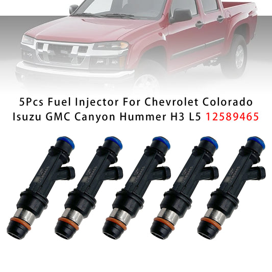 Chevrolet Colorado Isuzu GMC Canyon Hummer H3 L5 12589465 5Pcs Fuel Injector
