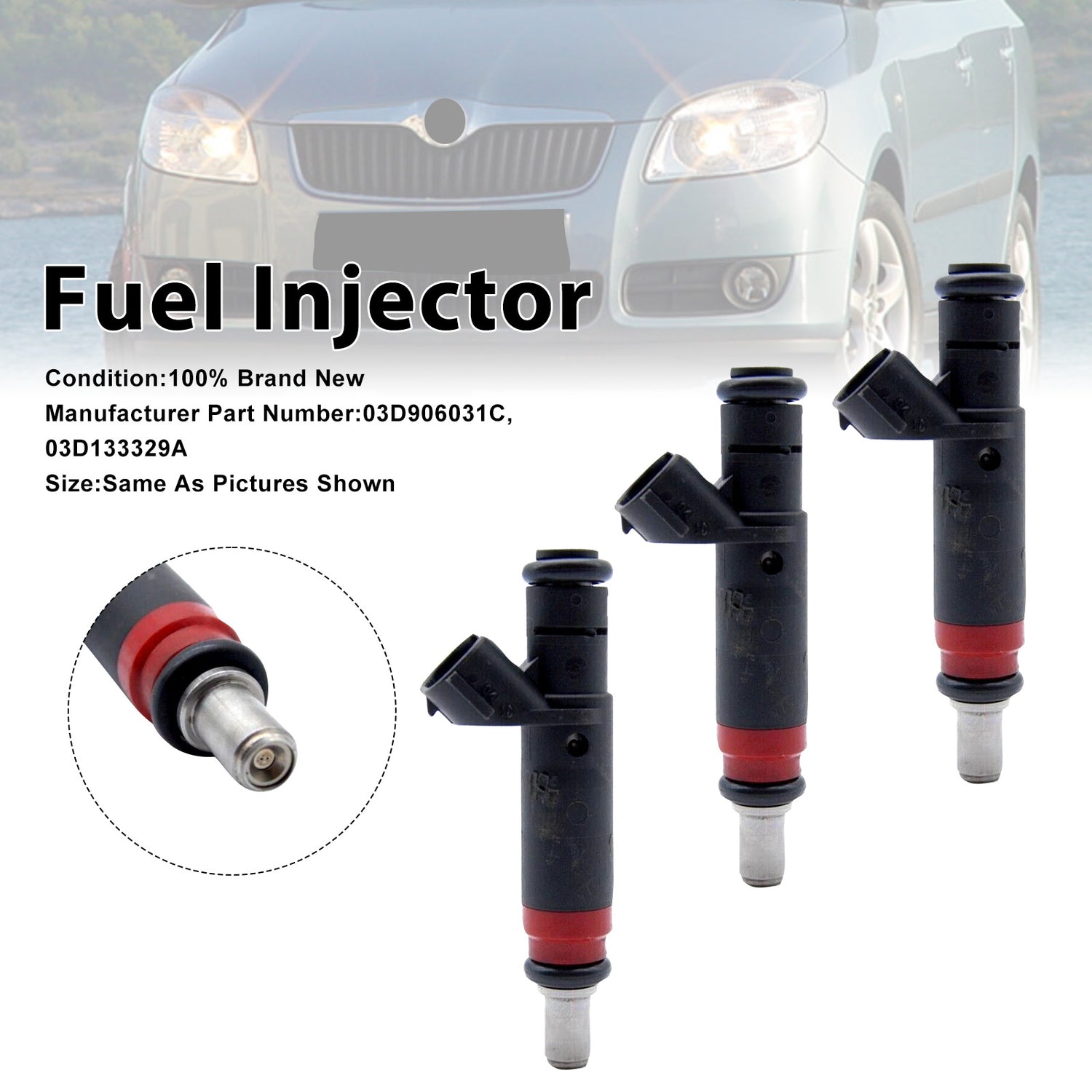 VW Polo 2001-2008 For Skoda Fabia 2001-2007 03D906031C 3Pcs Fuel Injector