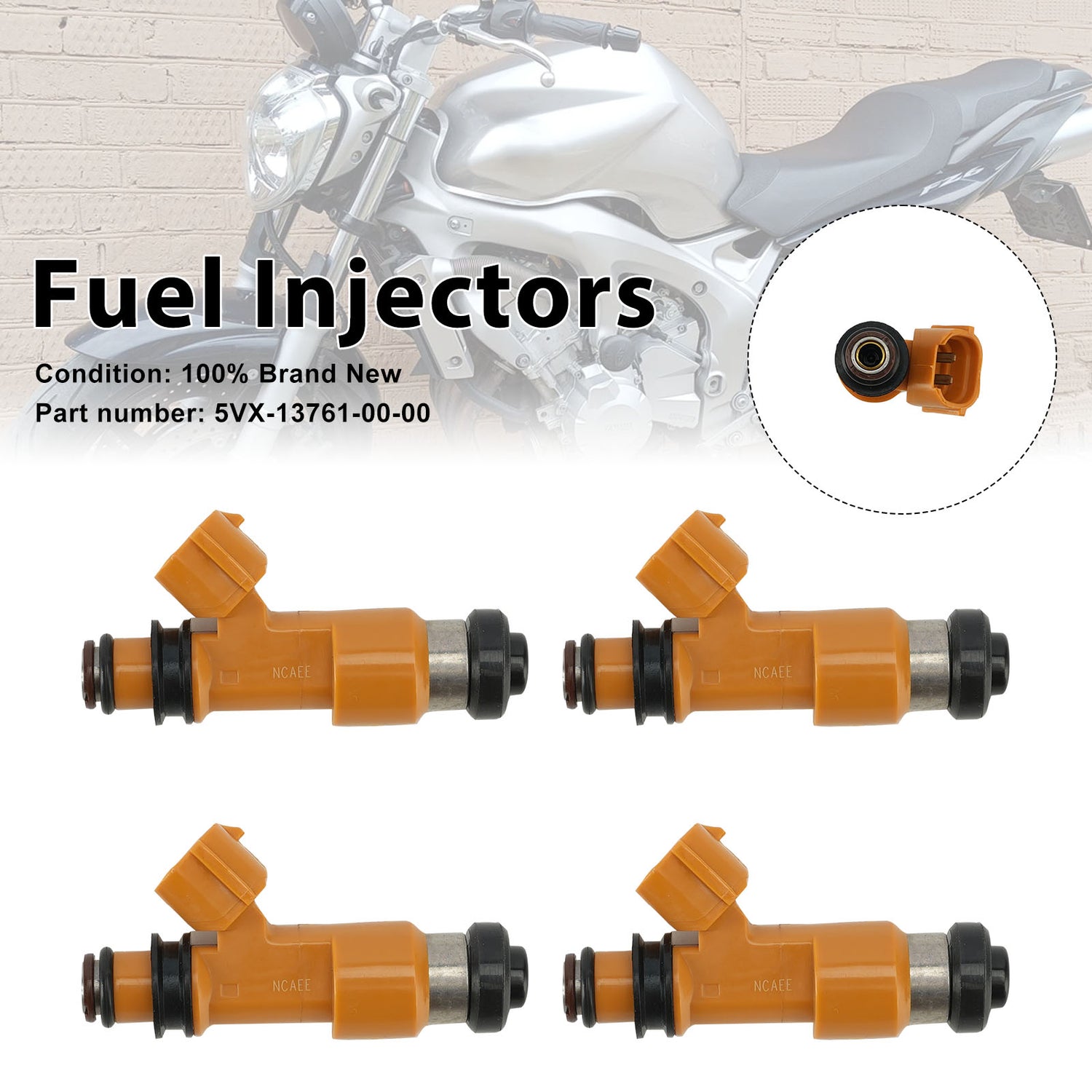 Yamaha FZ6 2004-2009 FZ6R 2009-2017 4PC Fuel Injectors 5VX-13761-00-00