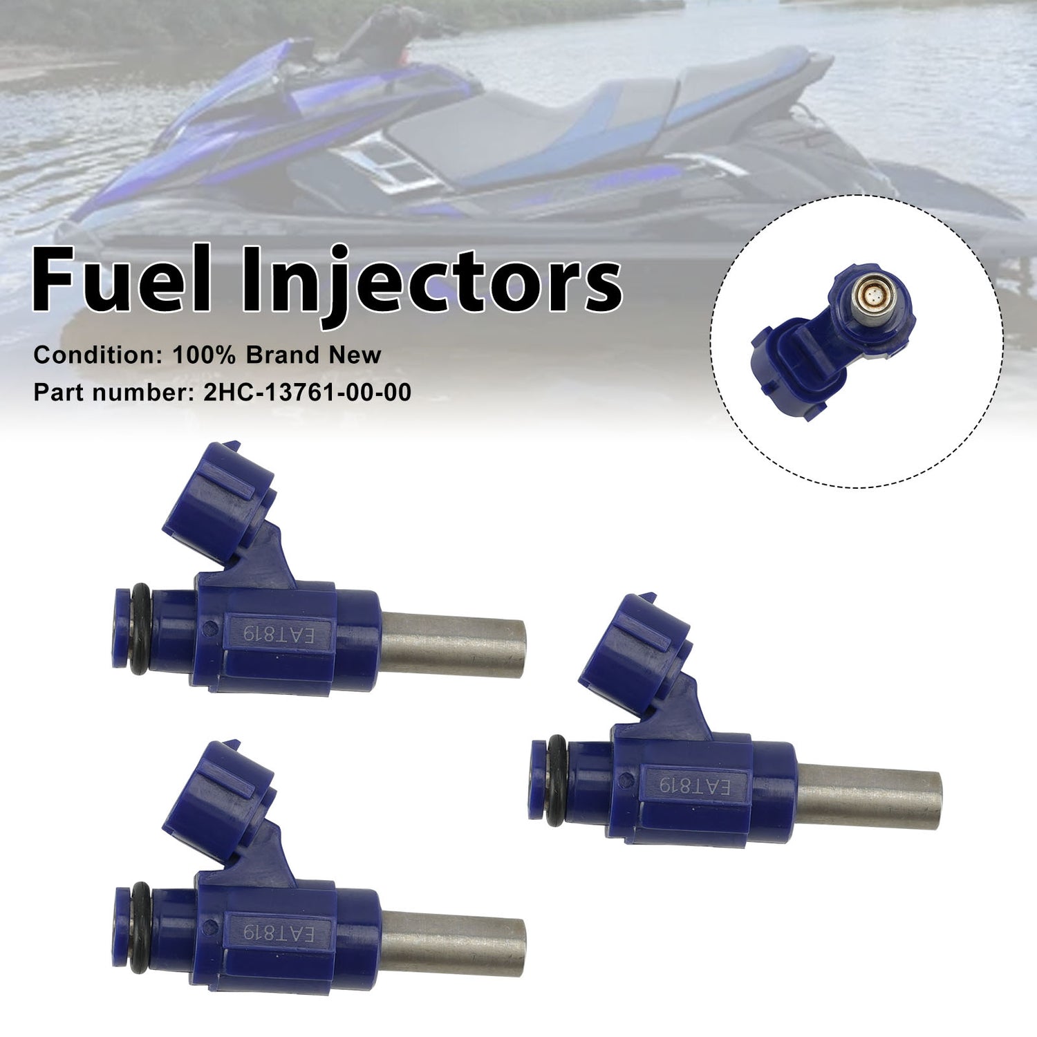 Yamaha WaveRunner 2018-2023 VX EX 3PC Fuel Injectors 2HC-13761-00-00