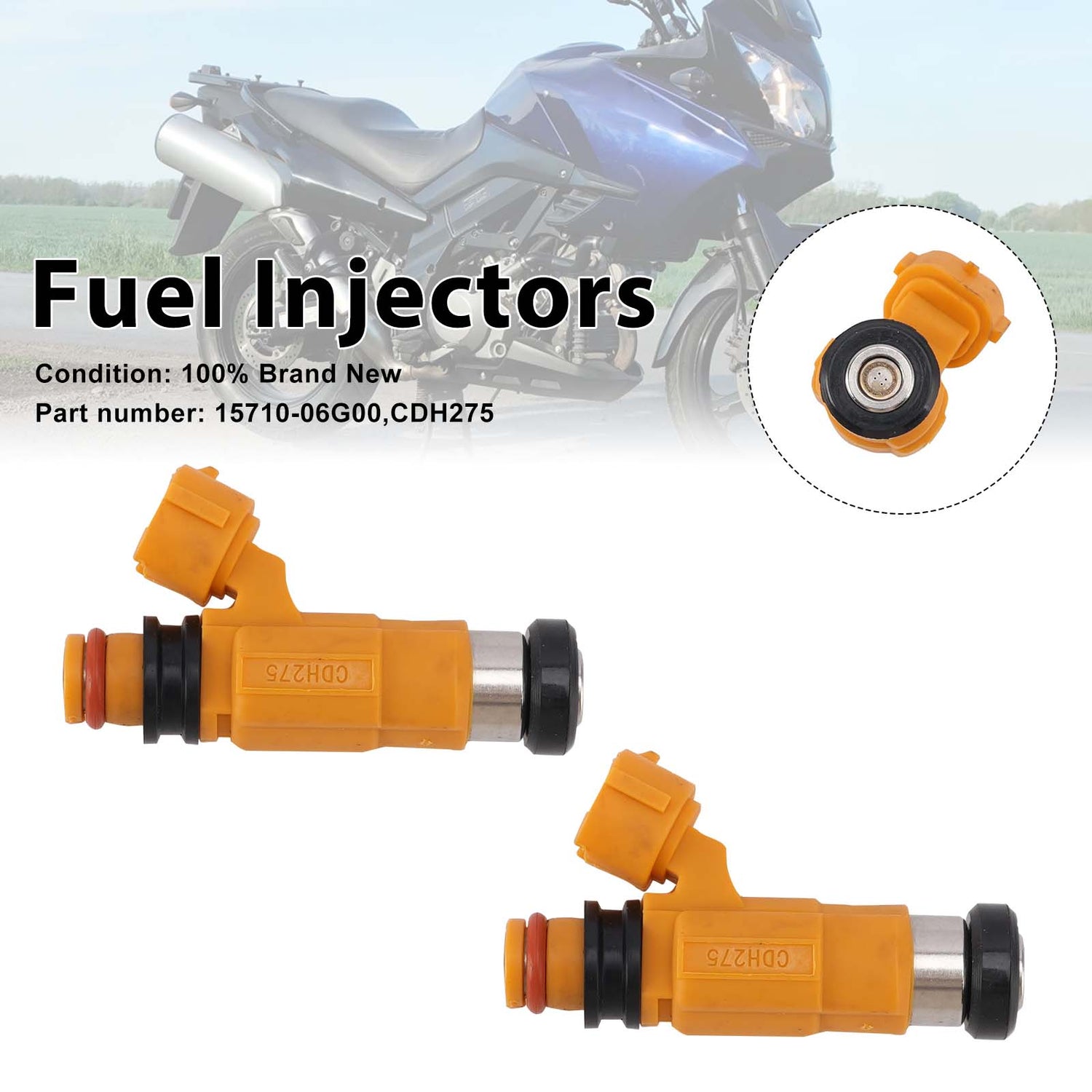 Suzuki V-STROM DL1000 2002-2012 2PC CDH275 Fuel Injectors 15710-06G00