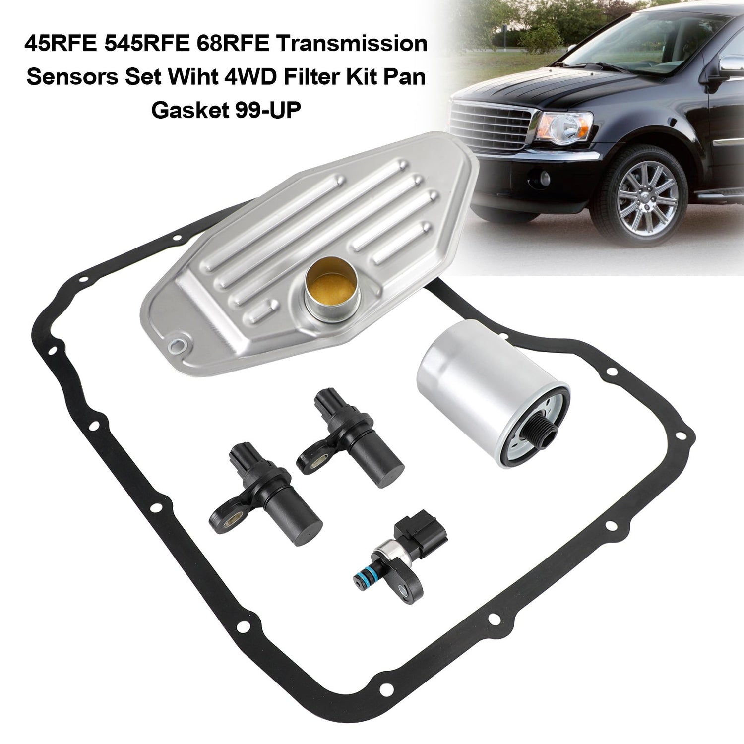 45RFE 545RFE 68RFE Transmission Sensors Set Wiht 4WD Filter Kit Pan Gasket 1999+