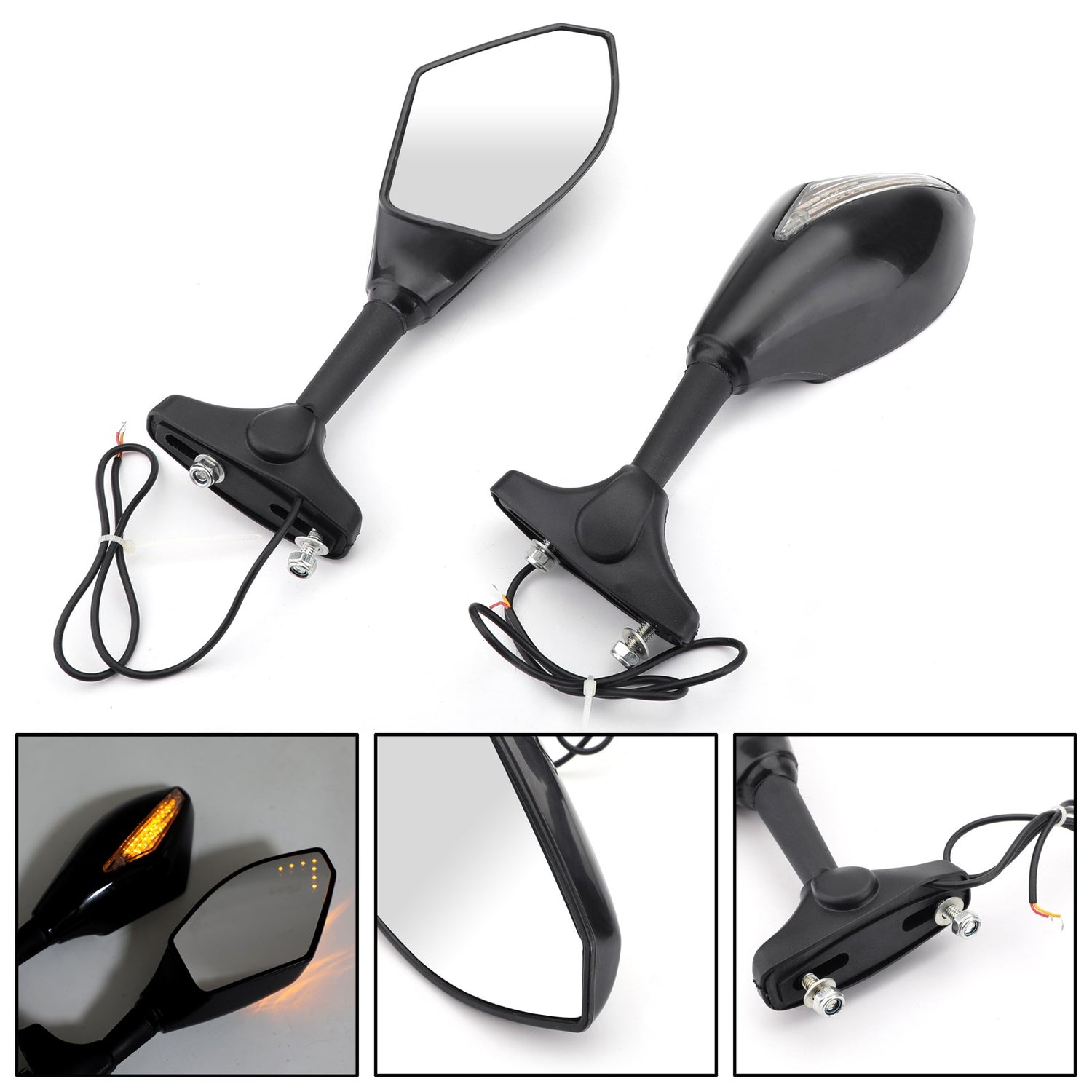 SUZUKI GSXR 600 750 1000 Hayabusa GSF SV Katana TL1000R Areyourshop Pair LED Mirrors