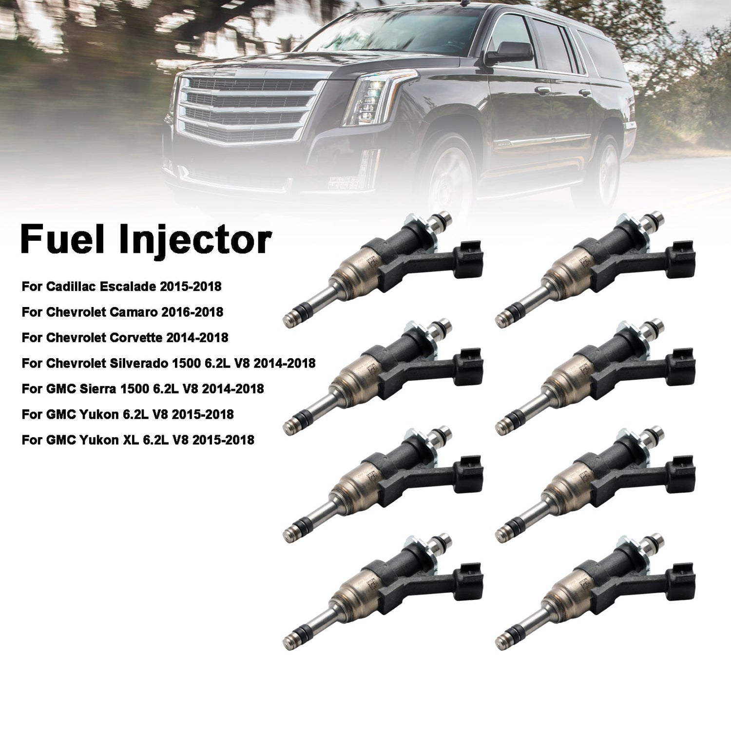 8PCS Fuel Injector 12668393 Fit Cadillac Escalade 2015-2018 Fit Camaro 16-18