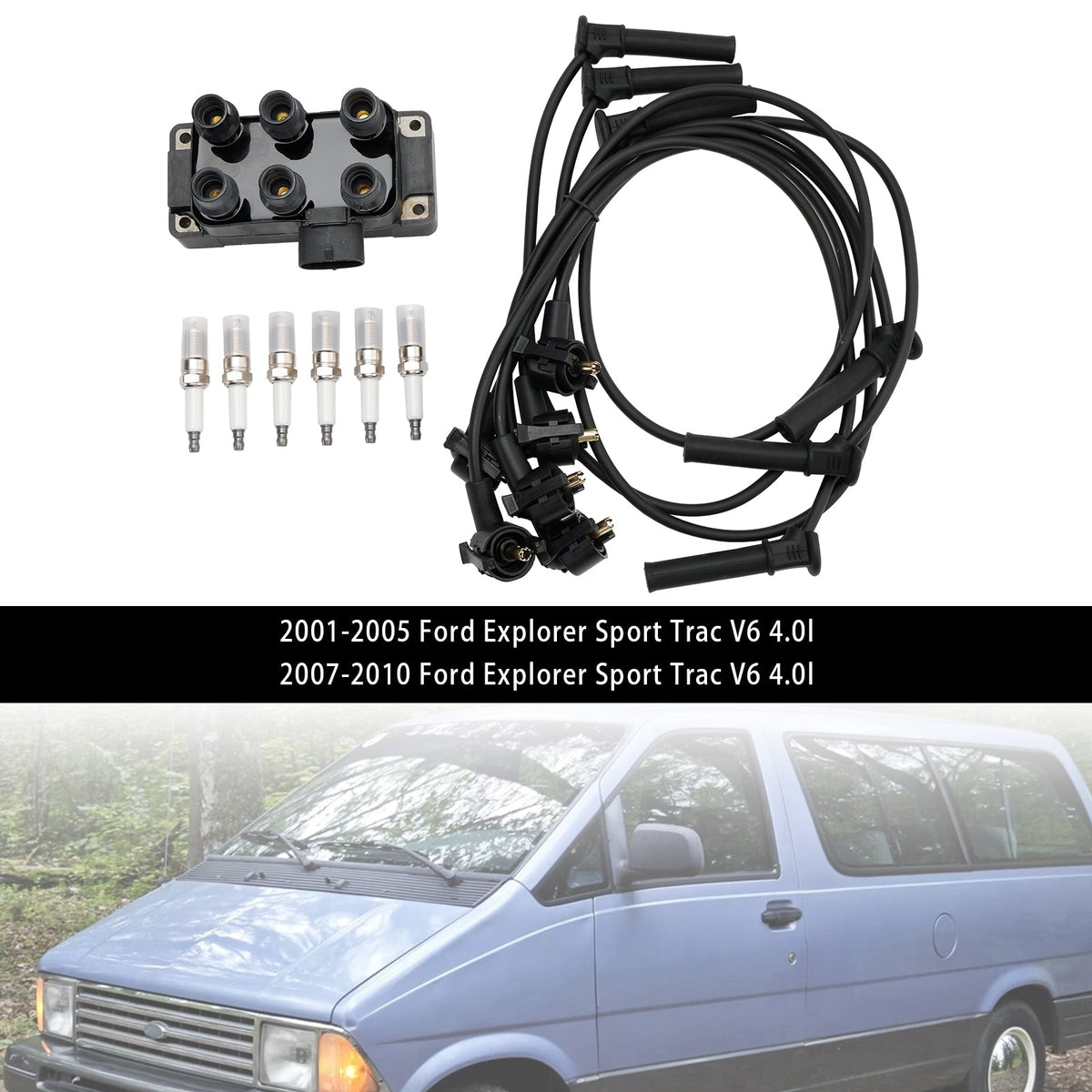 1995-2000 Mazda B3000 V6 4.0l Ignition Coil+6 Spark plug+6 Wire FD480 DG452