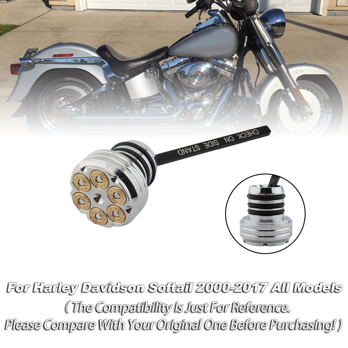 2000-2017 Softail All Models Silver Oil Dipstick Tank Cap Plug