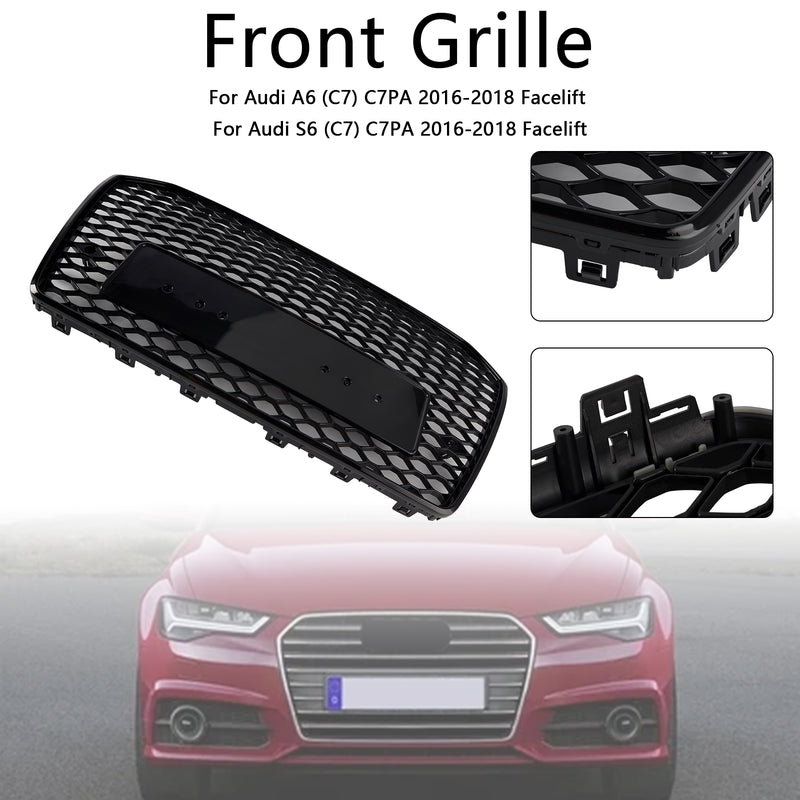 2016-2018 Audi A6 S6 C7 Black RS6 Style Front Honeycomb Mesh Grill