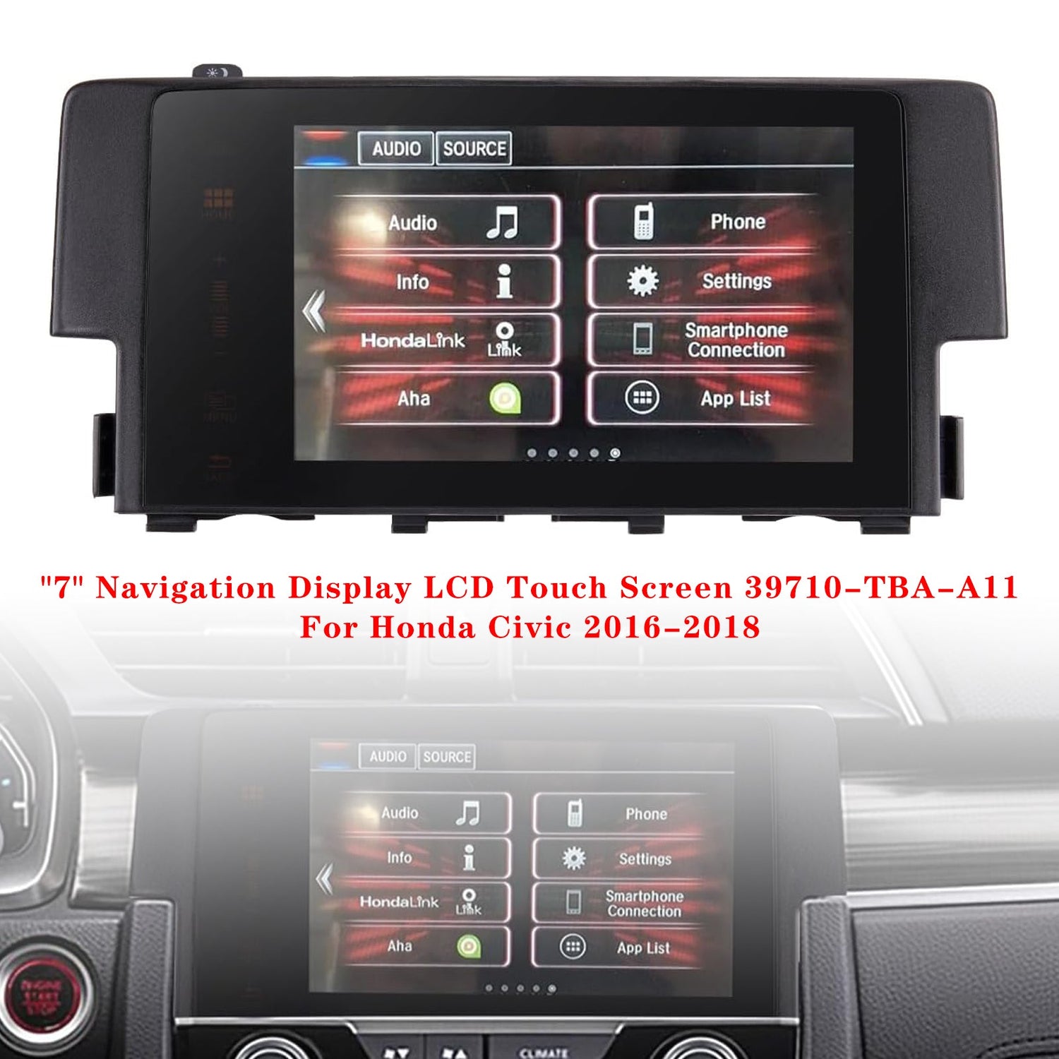 2016-2018 Honda Civic 7" Navigation Display LCD Touch Screen 39710-TBA-A11