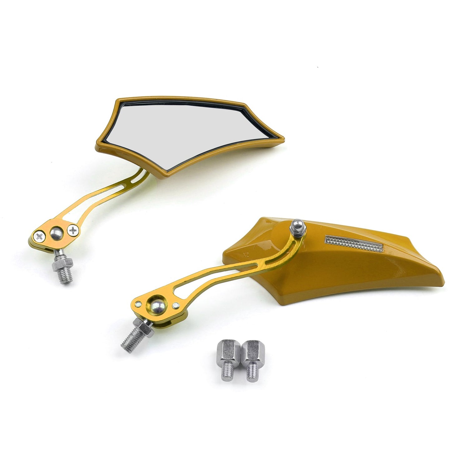 Motocycle Chopper Cruiser Street Dirt Bike Rear View Mirrors 8mm 10mm Gold