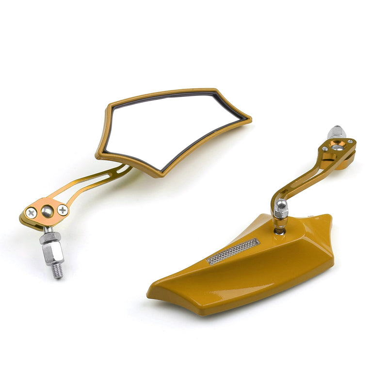 Motocycle Chopper Cruiser Street Dirt Bike Rear View Mirrors 8mm 10mm Gold
