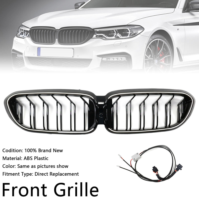 BMW 5 Series G30 G31 2017-2020 Gloss Black Double Slat Front Kidney Grill