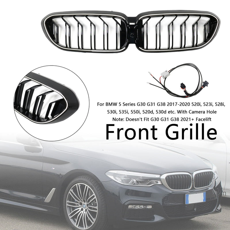 BMW 5 Series G30 G31 2017-2020 Gloss Black Double Slat Front Kidney Grill