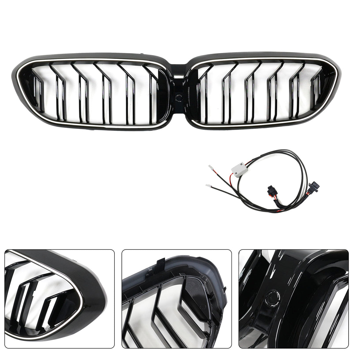 2017-2020 BMW 5 Series G30 G31 Gloss Black Double Slat Front Kidney Grill