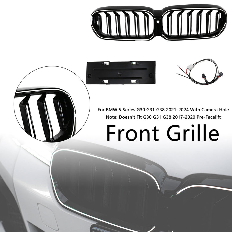 BMW 5 Series G30 G38 2021-2024 Gloss Black Double Slat Front Kidney Grill