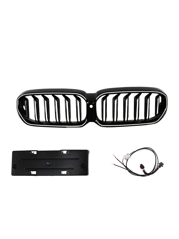 BMW 5 Series G30 G38 2021-2024 Gloss Black Double Slat Front Kidney Grill