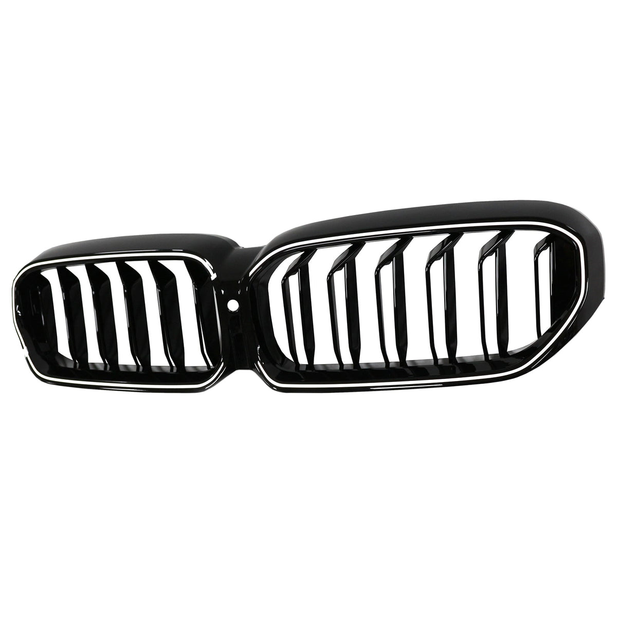 2021-2024 BMW 5 Series G30 G31 G38 With Camera Hole Gloss Black Double Slat Front Kidney Grill