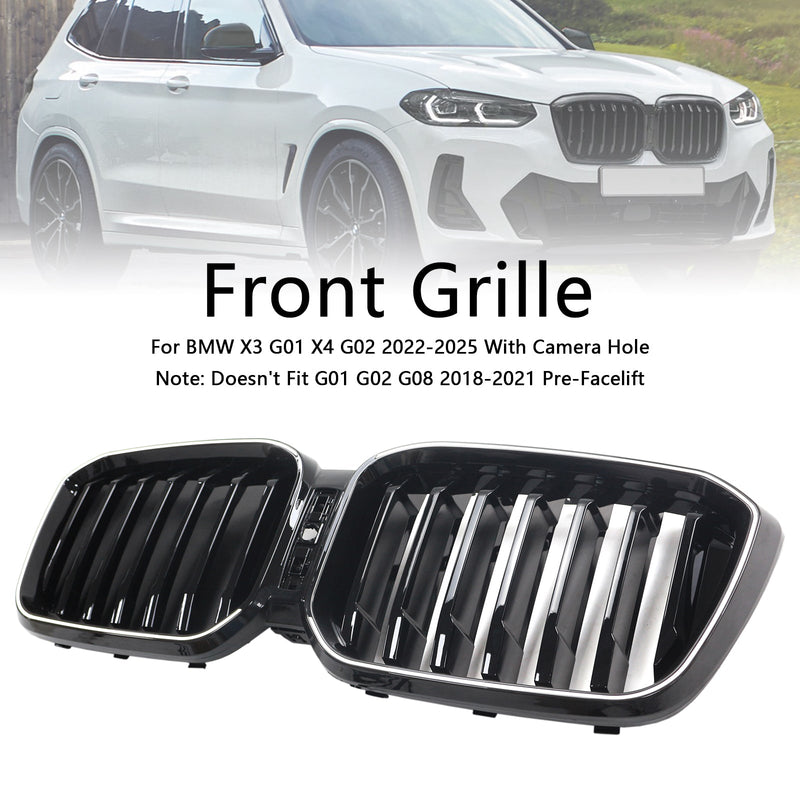 BMW X3 G01 X4 G02 2022-2025 Glossy Black Front Bumper Kidney Grill