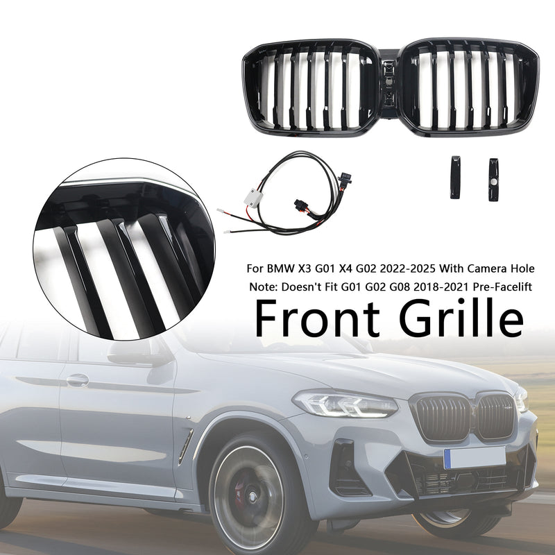 BMW X3 G01 X4 G02 2022-2025 Glossy Black Front Bumper Kidney Grill