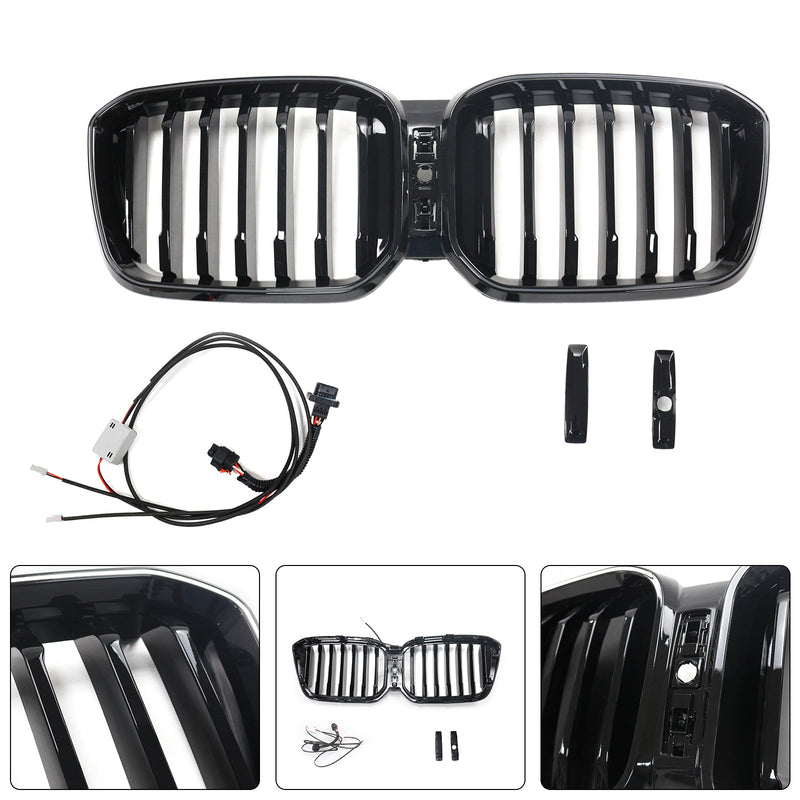 2022-2025 BMW X3 G01 X4 G02 With Camera Hole Glossy Black Front Bumper Kidney Grill