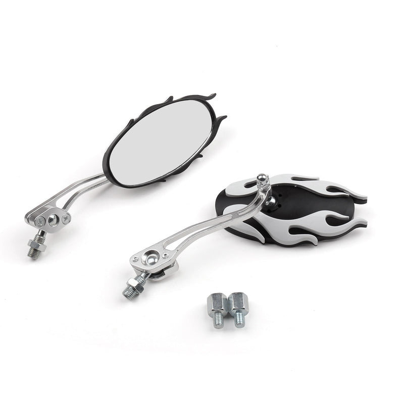 Universal Motorcycle Rearview Mirrors Rear View Mirror 8mm 10mm White