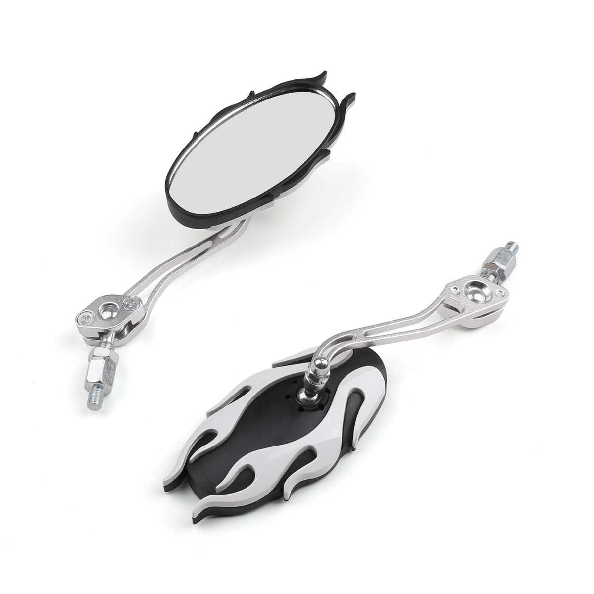 Universal Motorcycle Rearview Mirrors Rear View Mirror 8mm 10mm White