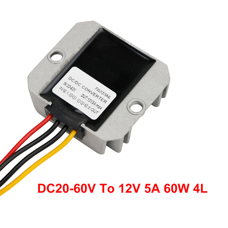 WaterProof 20-60V to 12V 5A 60W Step Down DC/DC Power Converter Regulator