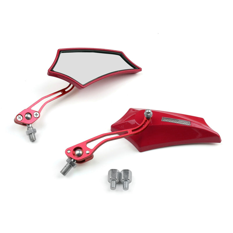 Motocycle Chopper Cruiser Street Dirt Bike Rear View Mirrors 8mm 10mm Red