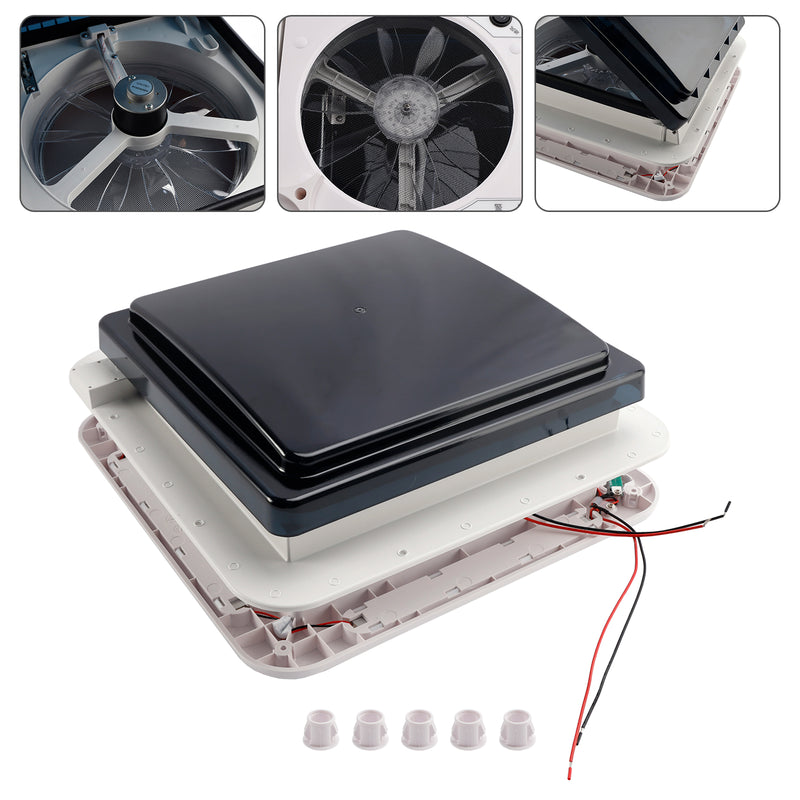 11" RV Caravan Roof Vent Forward and reverse motor RV Fan 12V Skylight W/ Light