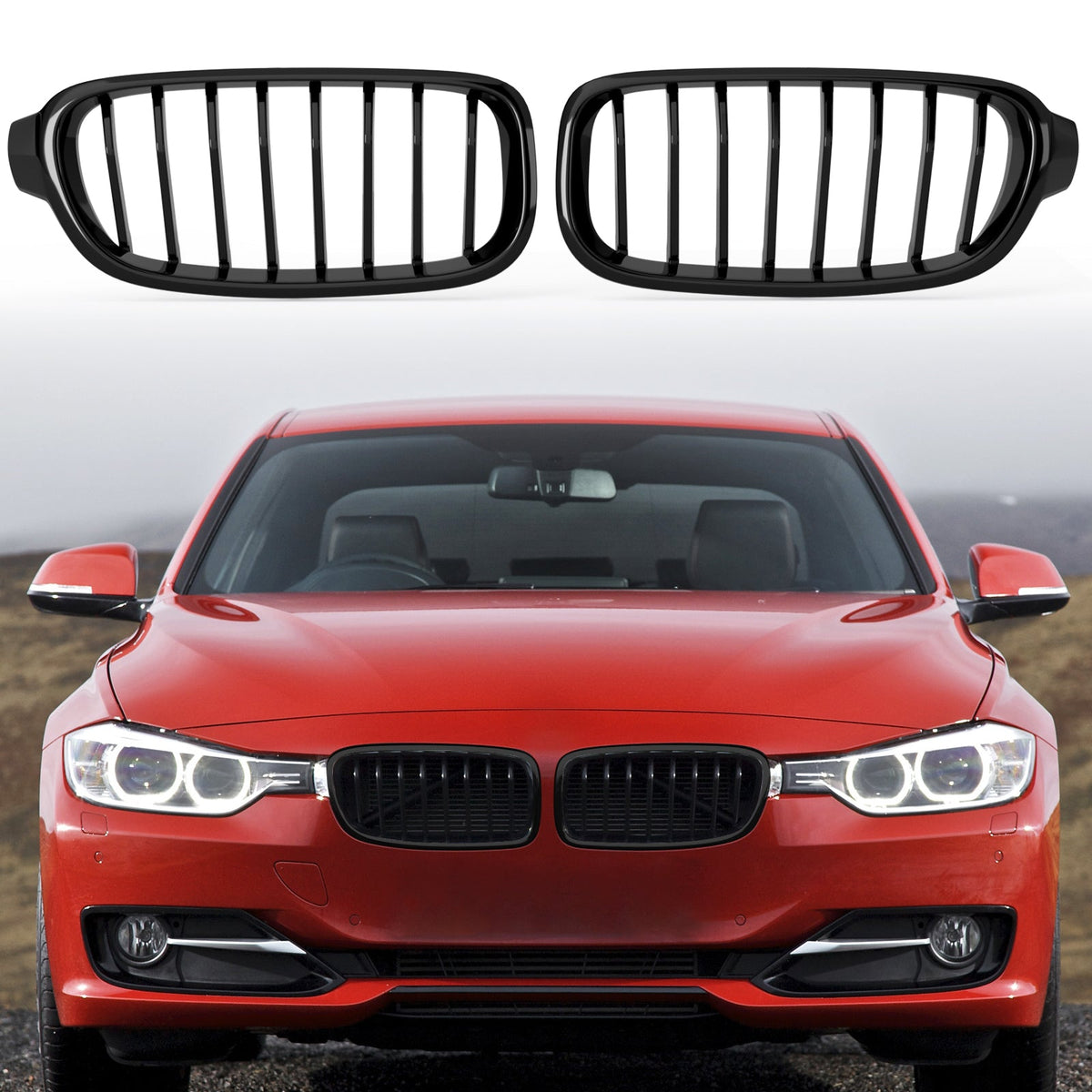 2012-2019 BMW 3-Series F31 Touring Gloss Black Front Kidney Grill 51137263481 51137263482