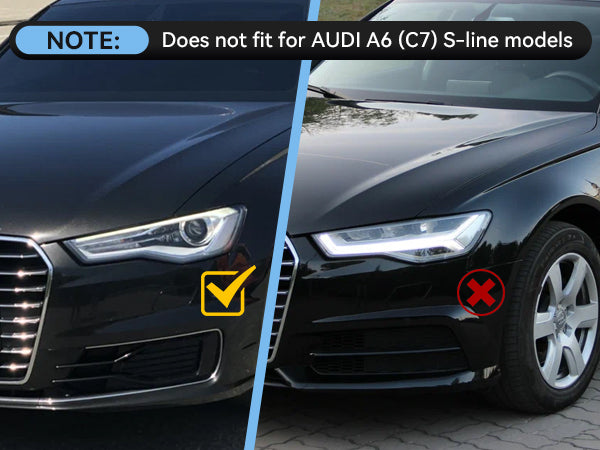 2014-2018 Audi A6 C7 Black Chrome Pair Front Bumper Foglight Cover Grill