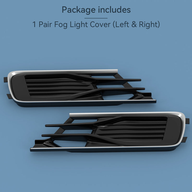 2014-2018 Audi A6 C7 Black Chrome Pair Front Bumper Foglight Cover Grill