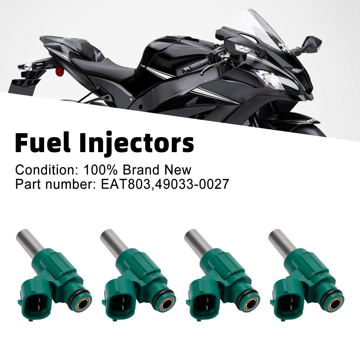 Kawasaki Ninja ZX10R ZX1000 2011-2017 4PCS EAT803 Fuel Injector Fits 49033-0027