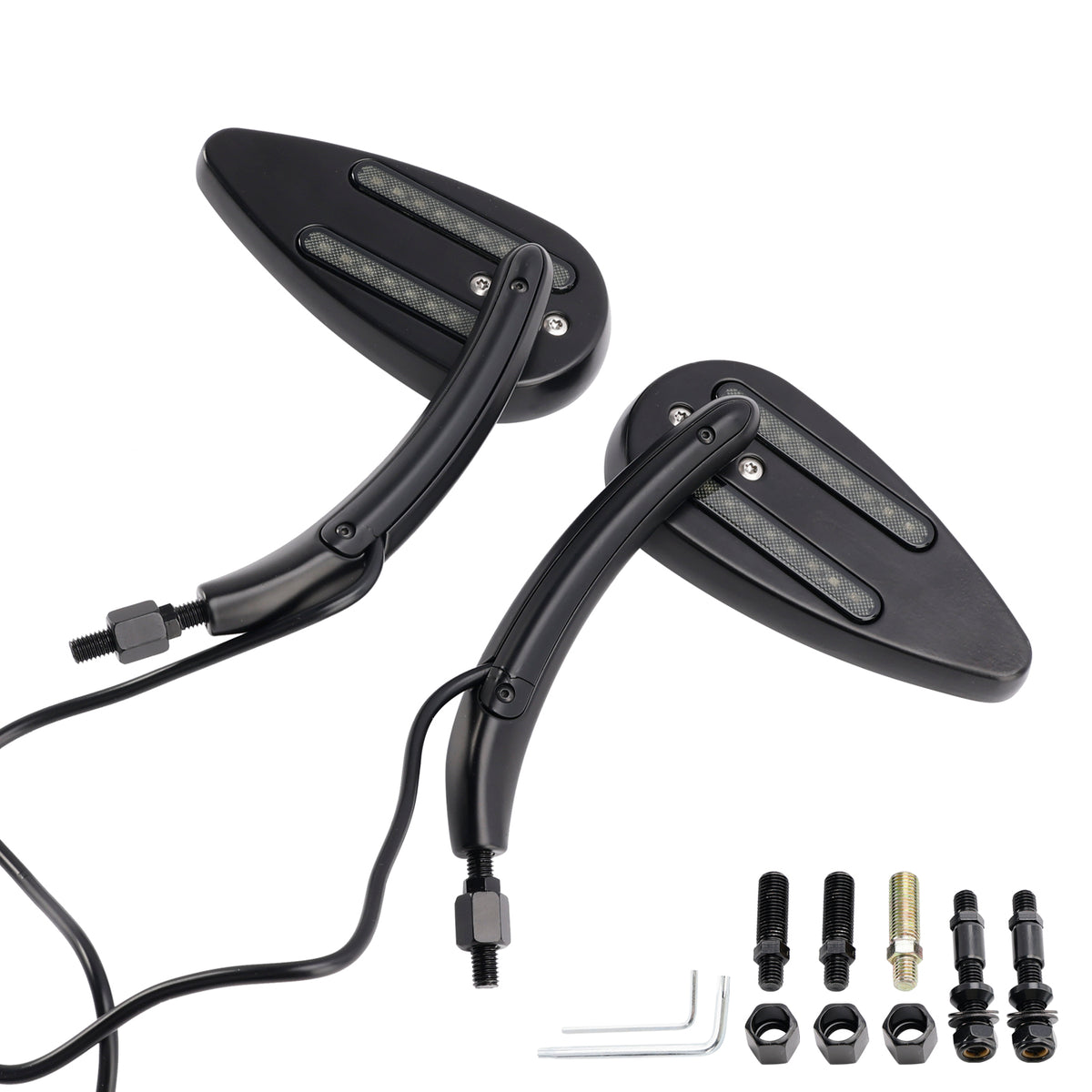 Sportster 883 1200 1990-2021 Black Custom Dynamics LED Turn Signal Mirrors