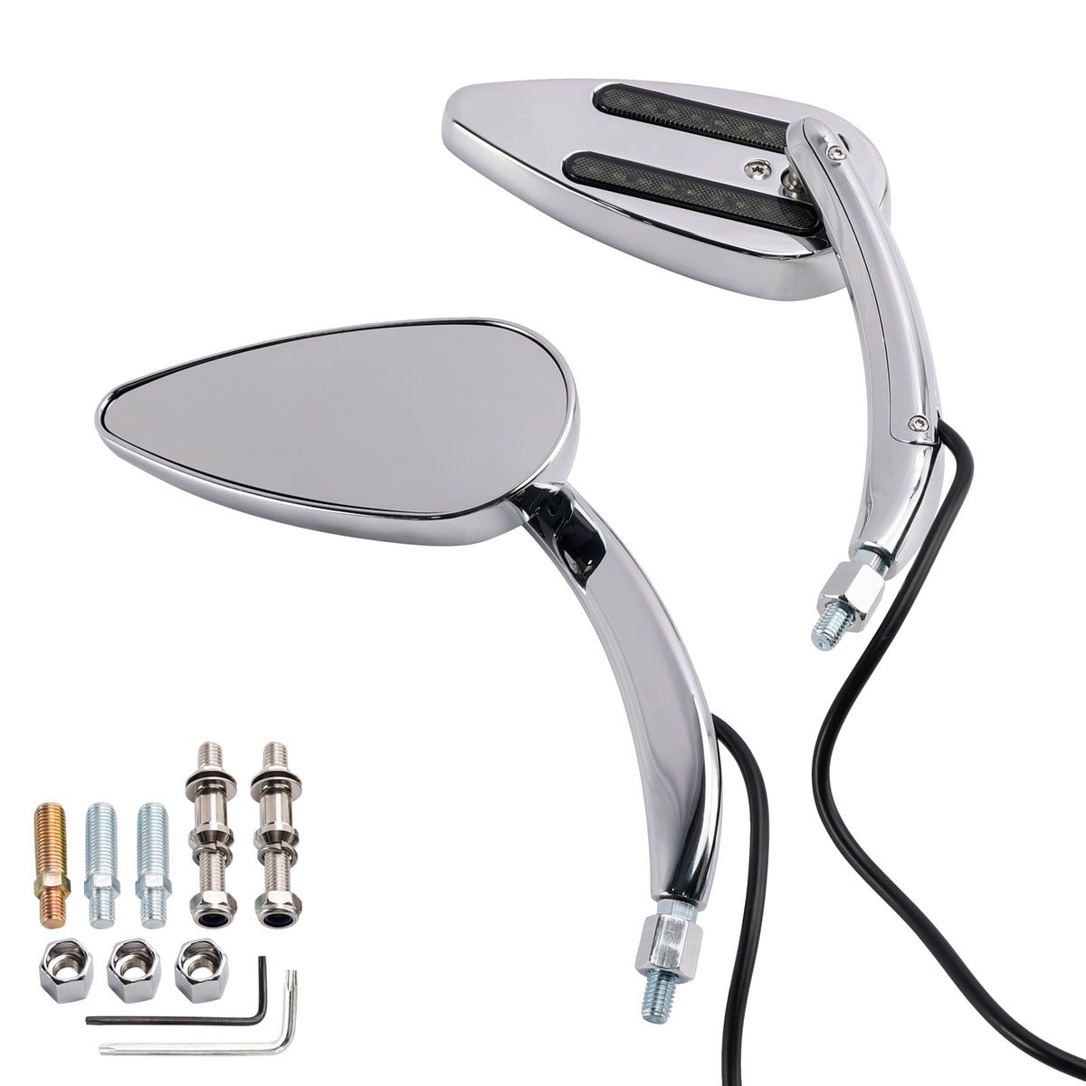 Sportster XL 1200 883 1990-Up Chrome Custom Dynamics LED Turn Signal Mirrors