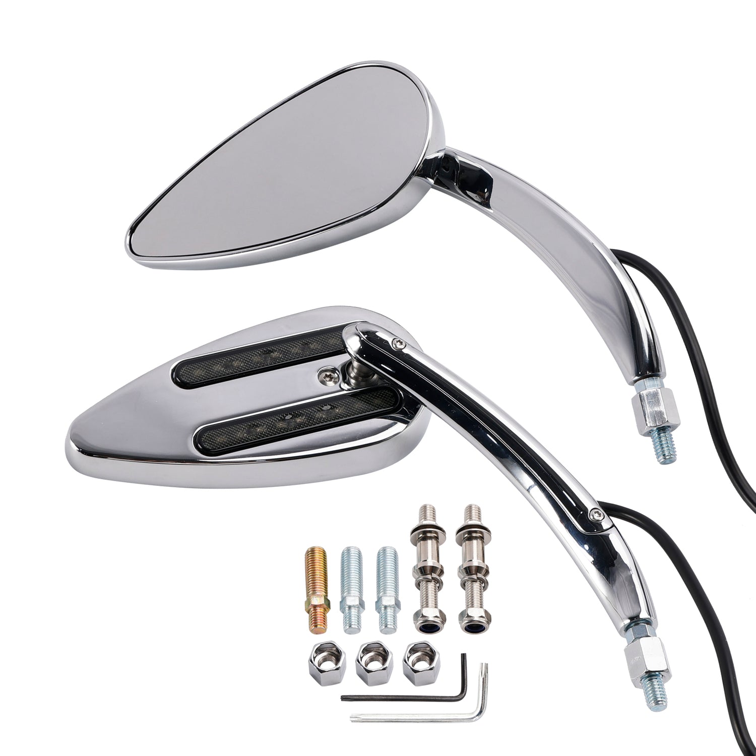 Sportster XL 1200 883 1990-Up Chrome Custom Dynamics LED Turn Signal Mirrors