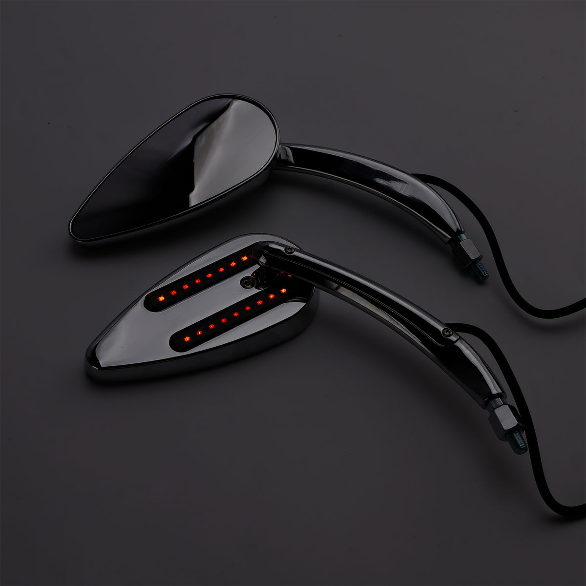 Sportster XL 1200 883 1990-Up Chrome Custom Dynamics LED Turn Signal Mirrors