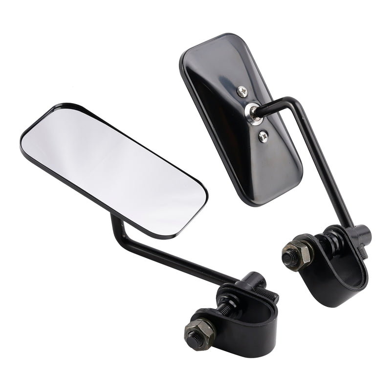 Cafe Racer Bobber Chopper Tracker Black Retro Retangular Mirrors with clamp