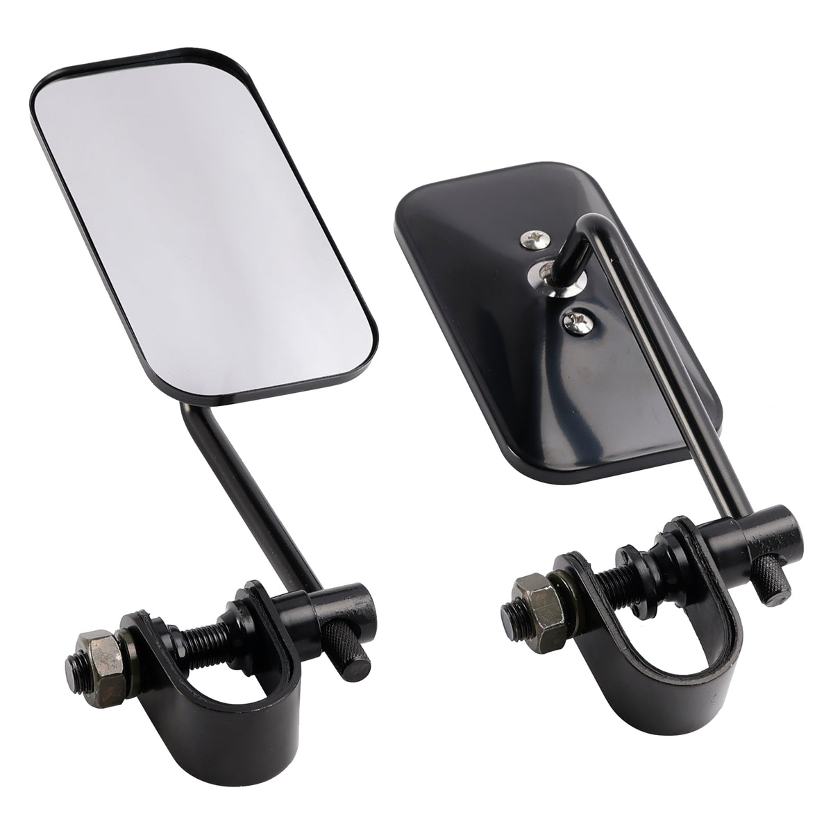 Cafe Racer Bobber Chopper Tracker Black Retro Retangular Mirrors with clamp