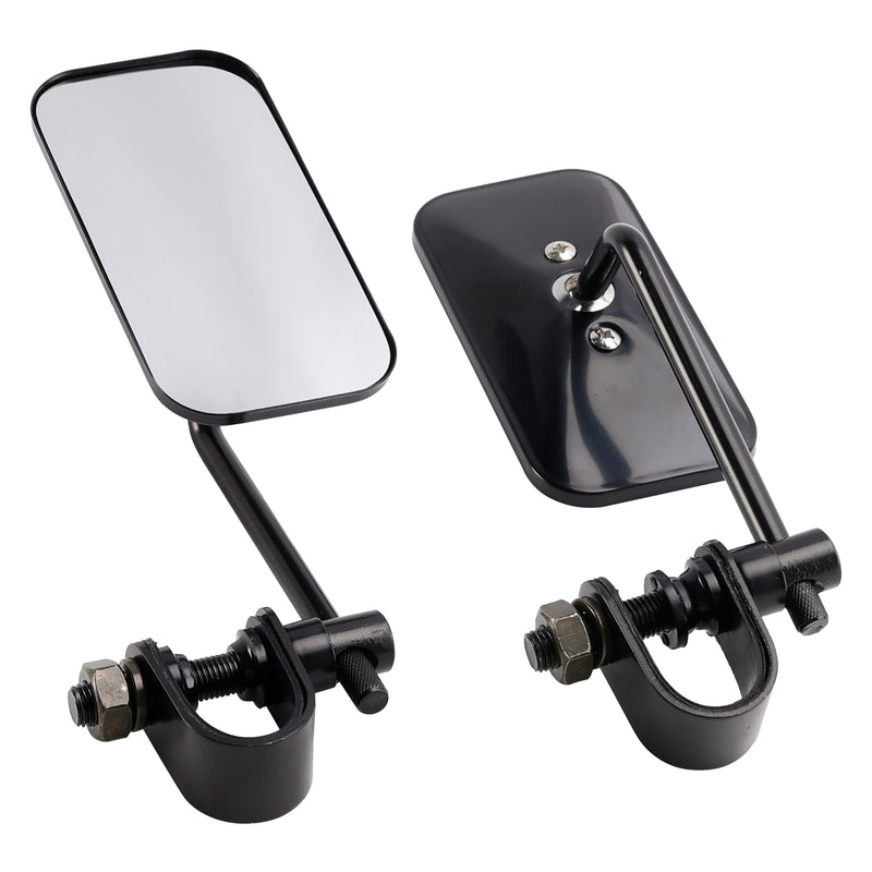 Cafe Racer Bobber Chopper Tracker Black Retro Retangular Mirrors with clamp