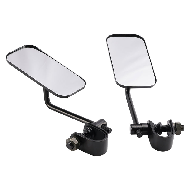 Cafe Racer Bobber Chopper Tracker Black Retro Retangular Mirrors with clamp