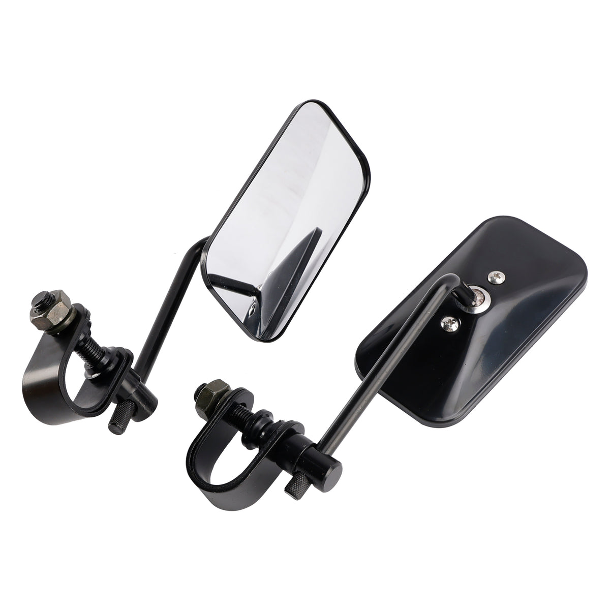 Cafe Racer Bobber Chopper Tracker Black Retro Retangular Mirrors with clamp