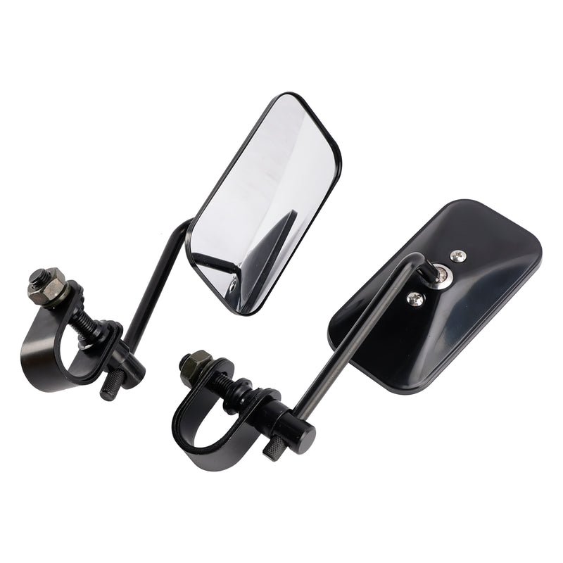 Cafe Racer Bobber Chopper Tracker Black Retro Retangular Mirrors with clamp