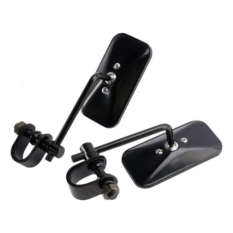 Cafe Racer Bobber Chopper Tracker Black Retro Retangular Mirrors with clamp