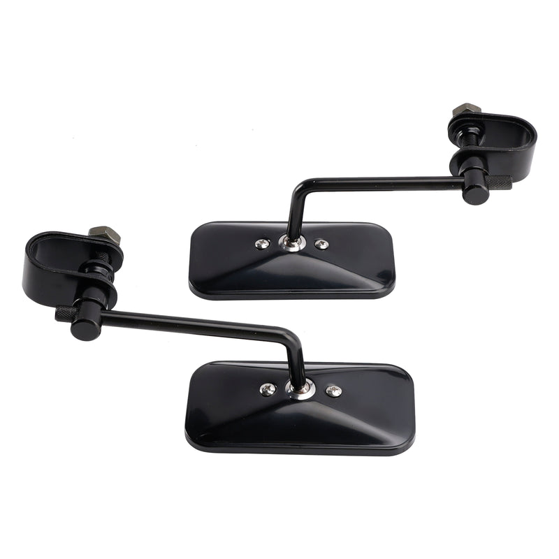 Cafe Racer Bobber Chopper Tracker Black Retro Retangular Mirrors with clamp
