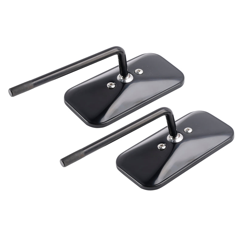 Cafe Racer Bobber Chopper Tracker Black Retro Retangular Mirrors with clamp