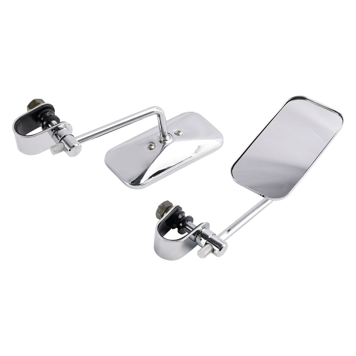 Cafe Racer Bobber Chopper Tracker Chrome Retro Retangular Mirrors with clamp