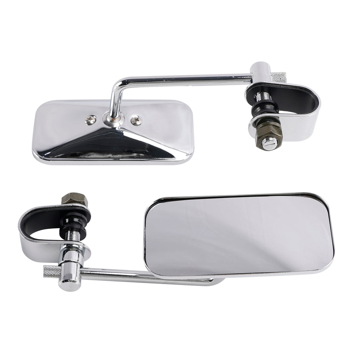 Cafe Racer Bobber Chopper Tracker Chrome Retro Retangular Mirrors with clamp